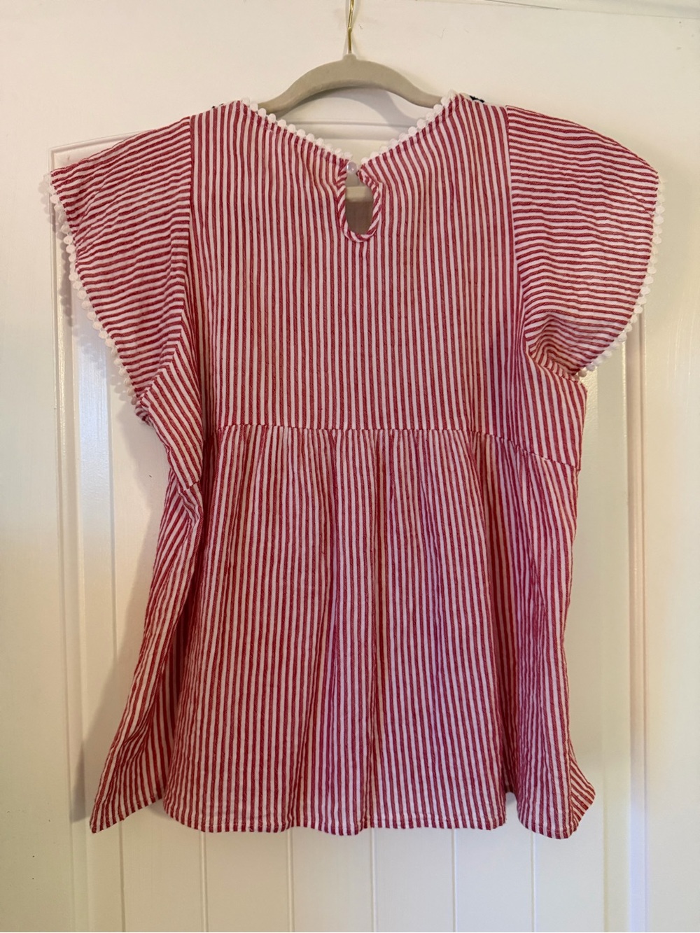 THML Red and White Striped Top with Navy Embroidered Yoke - Picture 3 of 3